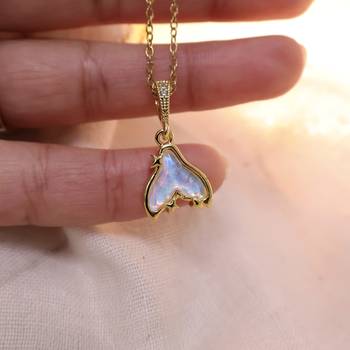 Gold heart opal pendant necklace for women | elegant chain 2