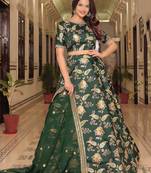 green art silk embroidered lehenga choli with dupatta