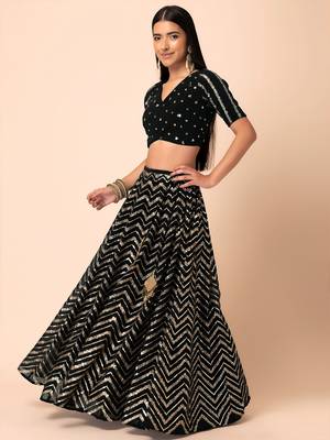 black georgette embroidered lehenga choli with dupatta 4