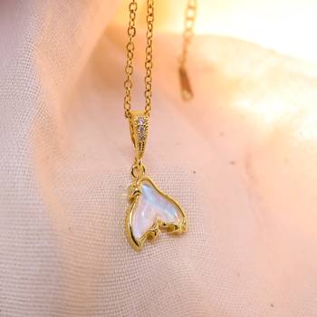 Gold heart opal pendant necklace for women | elegant chain 5