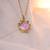 Gold pink floral pendant necklace for women | crystal accent chain