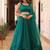 teal blue net embroidered lehenga choli with dupatta