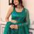 teal blue net embroidered lehenga choli with dupatta