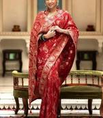 red woven art silk saree with blouse