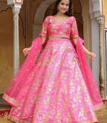 pink silk embroidered lehenga choli with dupatta