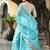 sky blue organza embroidered lehenga choli with dupatta