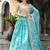 sky blue organza embroidered lehenga choli with dupatta