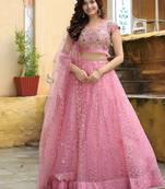 pink silk blend embroidered lehenga choli with dupatta