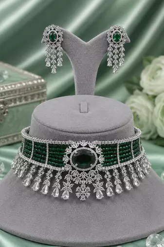 Prestige Rhodium Finish Diamond Choker Set