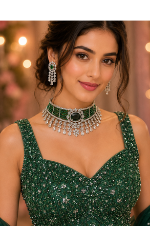 Prestige Rhodium Finish Diamond Choker Set 3