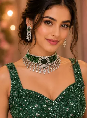 Prestige Rhodium Finish Diamond Choker Set