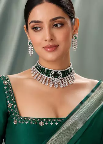 Prestige Rhodium Finish Diamond Choker Set