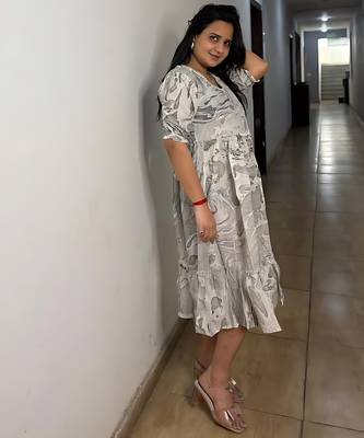 Women's rayon printed designer casual flared dress  4