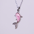 Silver mermaid tail pendant necklace for women | pink stone charm