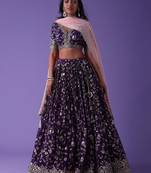 purple georgette embroidered lehenga choli with dupatta