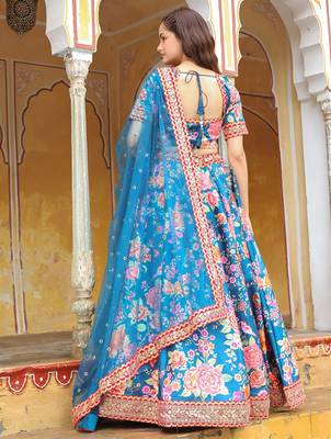 blue art silk embroidered lehenga choli with dupatta 3