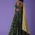 green georgette embroidered lehenga choli with dupatta