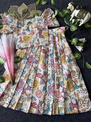 Kota chex fabric with floral printed kids lehenga choli 3