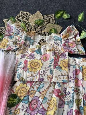 Kota chex fabric with floral printed kids lehenga choli 4