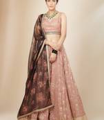 pink georgette embroidered lehenga choli with dupatta
