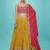 yellow georgette embroidered lehenga choli with dupatta