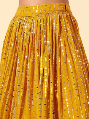 yellow georgette embroidered lehenga choli with dupatta 4