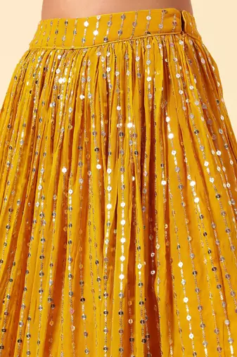 yellow georgette embroidered lehenga choli with dupatta