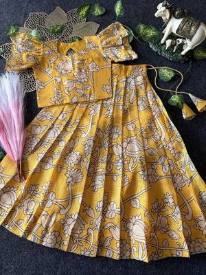 Kota chex fabric with floral printed kids lehenga choli 2