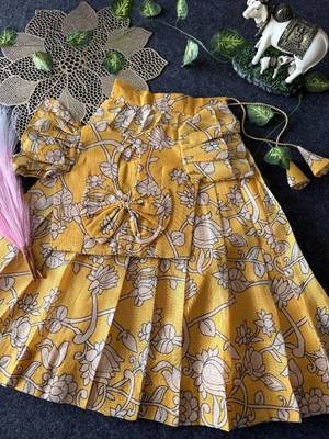 Kota chex fabric with floral printed kids lehenga choli 3