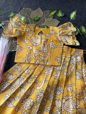 Kota chex fabric with floral printed kids lehenga choli 4