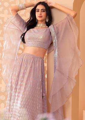 baby pink georgette embroidered lehenga choli with dupatta 2