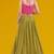 olive georgette embroidered lehenga choli with dupatta