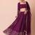 wine georgette embroidered lehenga choli with dupatta