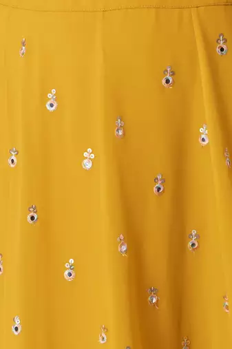 yellow georgette embroidered lehenga choli with dupatta