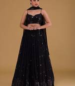 black georgette embroidered lehenga choli with dupatta