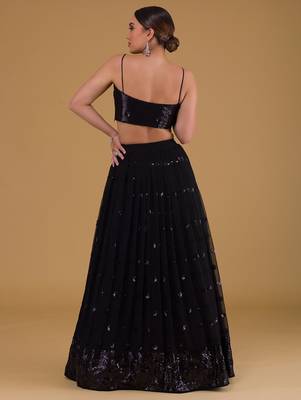 black georgette embroidered lehenga choli with dupatta 3