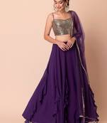 purple georgette embroidered lehenga choli with dupatta