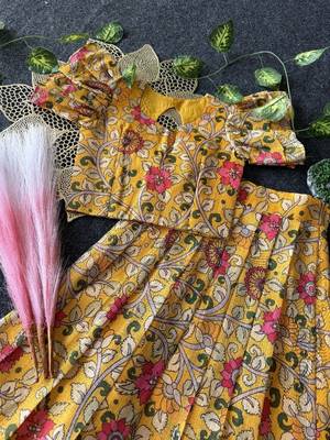 Kota chex fabric with floral printed kids lehenga choli 4