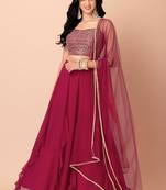 pink georgette embroidered lehenga choli with dupatta