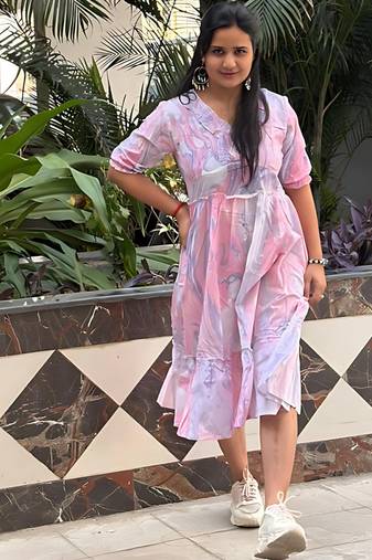 Women's rayon printed designer casual  & Party Wear flared dress