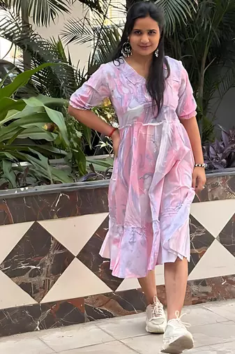 Women's rayon printed designer casual  & Party Wear flared dress