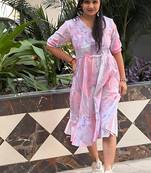 pink rayon printed dress