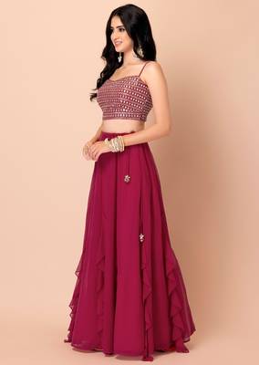 pink georgette embroidered lehenga choli with dupatta 2