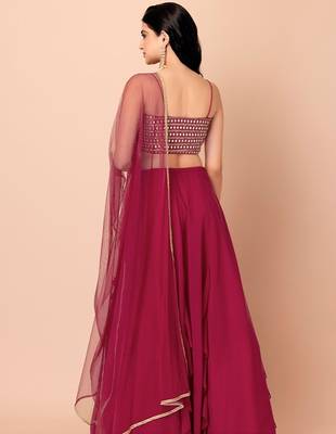 pink georgette embroidered lehenga choli with dupatta 3