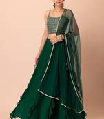 green georgette embroidered lehenga choli with dupatta
