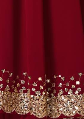 red georgette embroidered lehenga choli with dupatta 5
