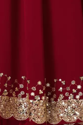 red georgette embroidered lehenga choli with dupatta