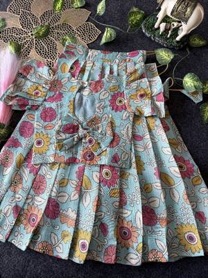 Kota chex fabric with floral printed kids lehenga choli 2