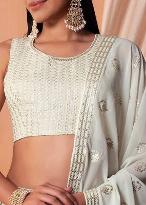 white georgette embroidered lehenga choli with dupatta 5