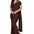 brown sequin embroidered lycra blend ready to wear saree with unstitched blouse